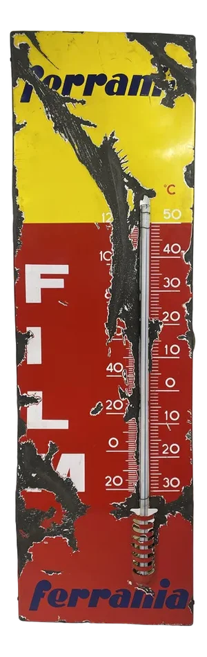 Enamelled Advertising Teacher with Ferrania Thermometer, 1950s