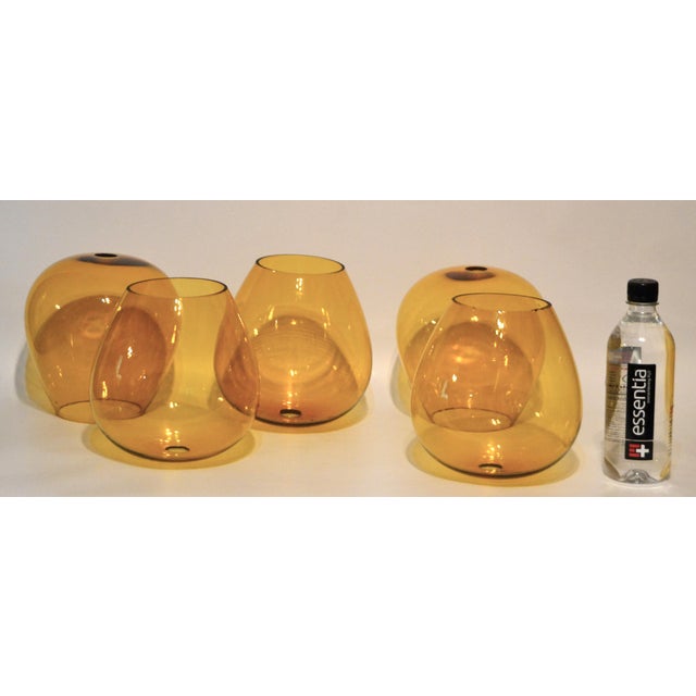 Set of 9 Blown Bell Shape Amber Gold Honey Color Art Glass Lamp or Chandelier Shades. There were made in Italy, circa...