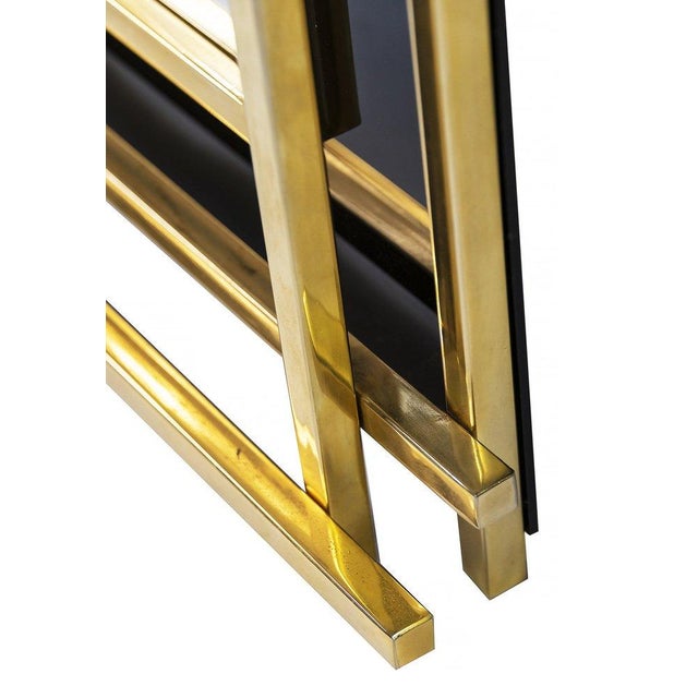 Black Italian Mid-Century Wall Mirror Black & Brass, 1970s For Sale - Image 8 of 11
