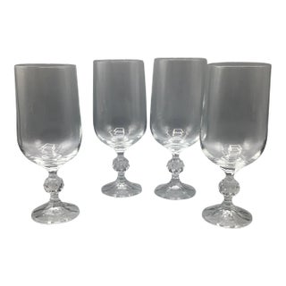 Bohemian Cut Crystal Ball Stem Goblets-Set of 4 For Sale