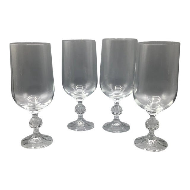 Bohemian Cut Crystal Ball Stem Goblets-Set of 4 For Sale