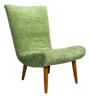 Swedish Modern, Scoop Lounge Chair, Green Fabric, Beech, Sweden, 1940s