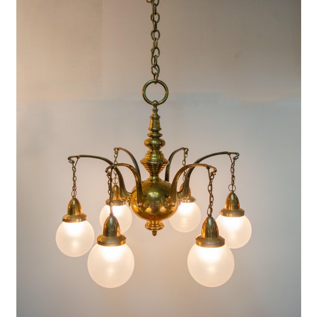 Art Deco Chandelier, 1930s, in Flawless conditions. Designed 1920 to 1949 Up to 250V (Europe/UK Standard).The wiring of...