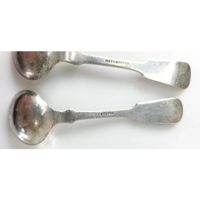 Early 20th Century Pair of Silverplate Sugar or Mustard Spoons by Hall & Elton For Sale - Image 9 of 10
