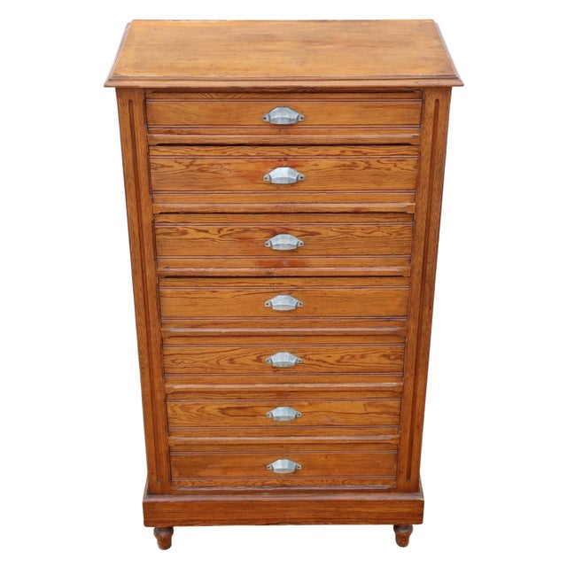 Large Antique Pitch Pine Wellington Chest of 7 Drawers, 1900s For Sale - Image 3 of 11