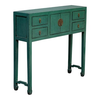 Chinese Green Painted & Lacquered Console Table For Sale