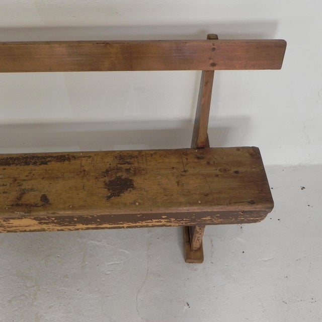 Pine Bench with Backrest, 1950s For Sale - Image 14 of 18