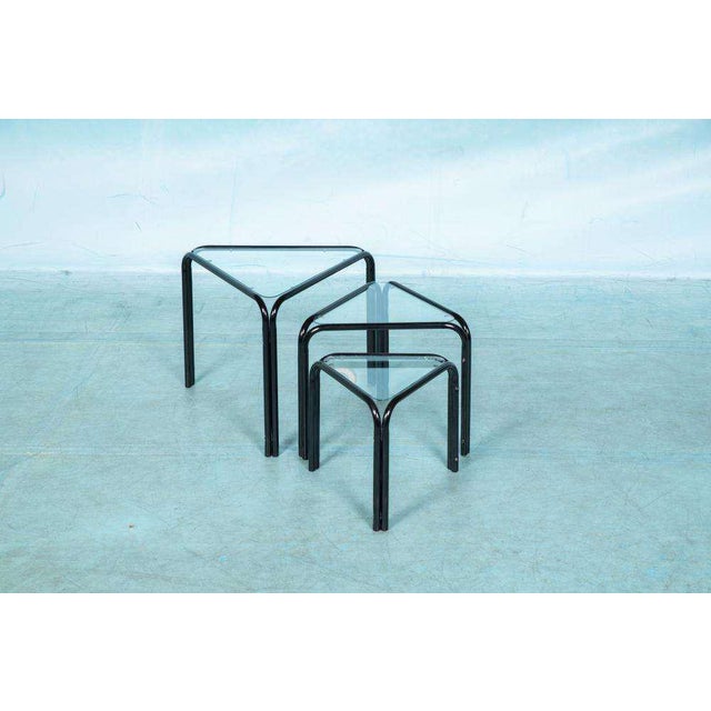 Minimalist Triangular Nesting Tables, 1980s, Set of 3 For Sale - Image 12 of 15