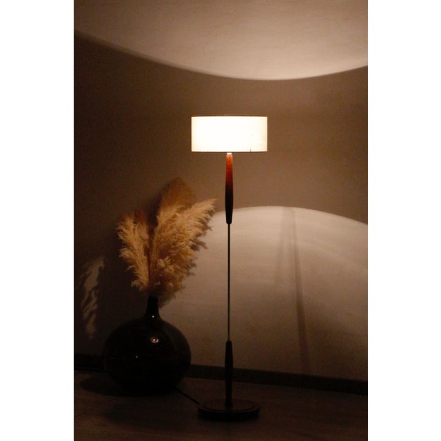 Vintage Scandinavian Light Fixture in Teak, Chrome-Plated Metal and Cotton, 1960s For Sale - Image 11 of 14