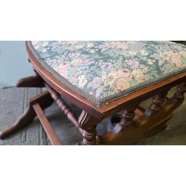 Brown Vintage Rocking Ottoman Bench Victorian Style For Sale - Image 8 of 12