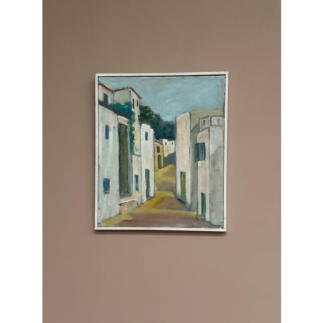 Original swedish oil on canvas – by a. Schultzberg (arne schultzberg) – street scene – vintage & framed – 48 × 40.5 cm...
