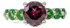 2.5Ct Purple Garnet Ring With Tsavorite Garnet Accents in Solid 14k Gold, 8mm, Size 6.75