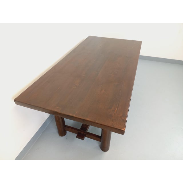 Brutalist Rectangular Dining Table in Dark Pine by Georges Robert, 1950s-1960s For Sale - Image 12 of 18