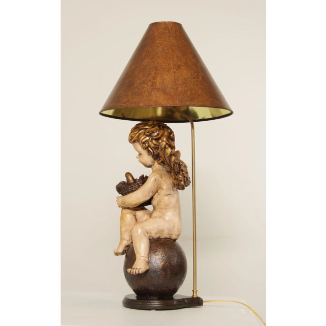 Renaissance 1970s Italian Renaissance Style Cherub Table Lamp For Sale - Image 3 of 13