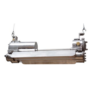 Industrial Polished Aluminium and Glass Pendant, 1970s For Sale