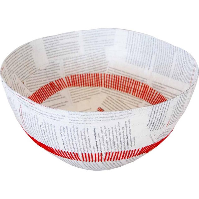A large stitched bowl. This bowl was made in Swaziland.