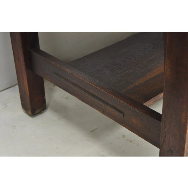 Antique Gustav Stickley Arts & Crafts Mission Oak Two Drawer Library Table Desk For Sale - Image 15 of 18