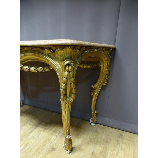 Louis XV Gilt Wood Console For Sale - Image 6 of 9