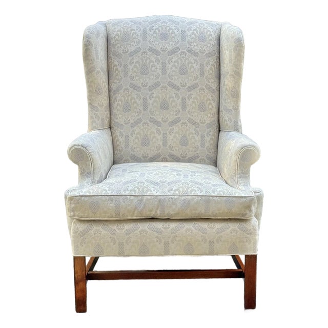 Traditional Chippendale Style Wingback Chair For Sale