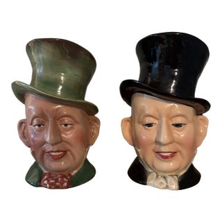 Vintage Beswick Mr. Micawber Character Jugs, Pair For Sale