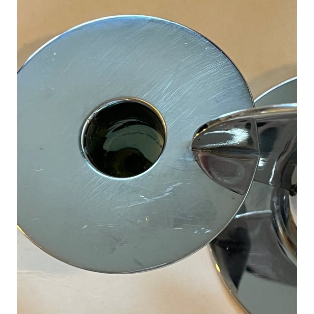 Metal 1930s Art Deco Chase Chrome Disc-Shaped Candle Holders - Designed by the Gerths For Sale - Image 7 of 16