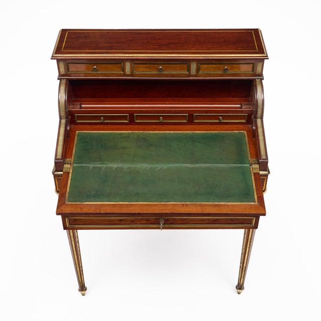 Wood French Louis XVI Mahogany and Gilt Brass Bureau À Cylindre, Circa 1880 For Sale - Image 7 of 9