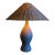 Courbe Grey Ceramic Table Lamp With Rattan Shade by Athena Calderon For Sale