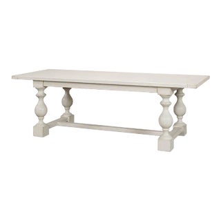 English Country Antique White Dining Table For Sale