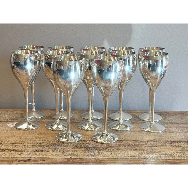 Postmodern Vintage Kirk Stieff Spanish Silverplate Wine Chalices / Goblets - Set of 12 For Sale - Image 3 of 5