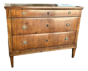 19th Century Italian Neoclassical Walnut Commode With Inlay