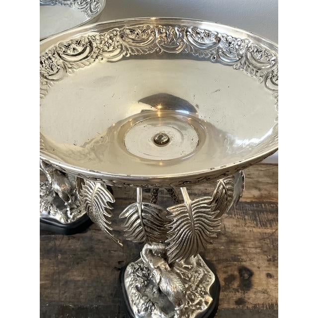 Silver Vintage Engraves PalmTree Epergenes - A Pair For Sale - Image 8 of 11