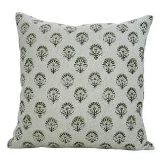 Floral Print Water Replicant Cushion Cover 24x24 Inch Cotton Linen- Inderjeet For Sale