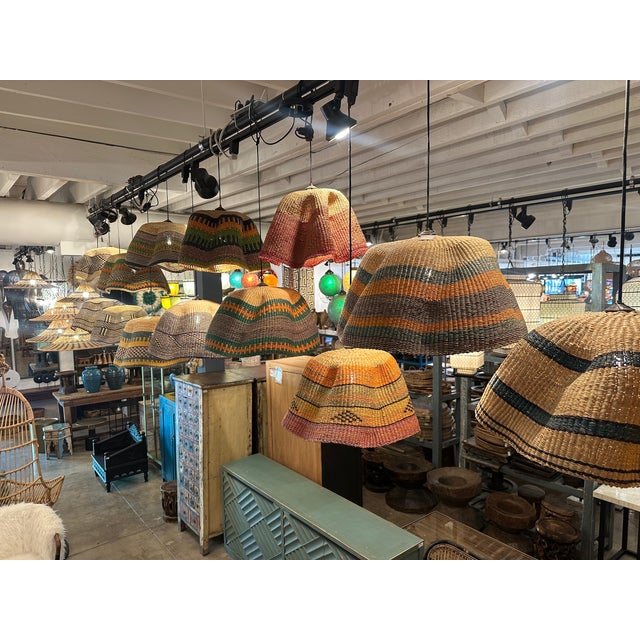 Bolga Wave Basket Pendant Light For Sale - Image 9 of 11