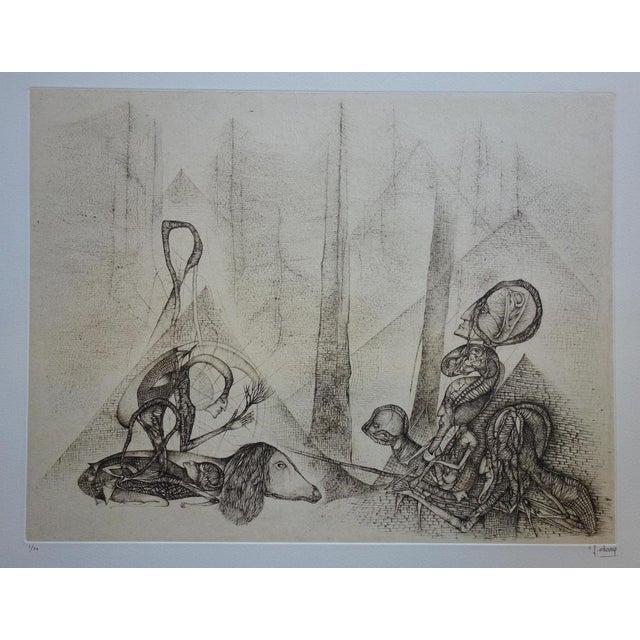 Fred Deux, The Chimneys of La Châtre, Original Engraving For Sale - Image 7 of 7