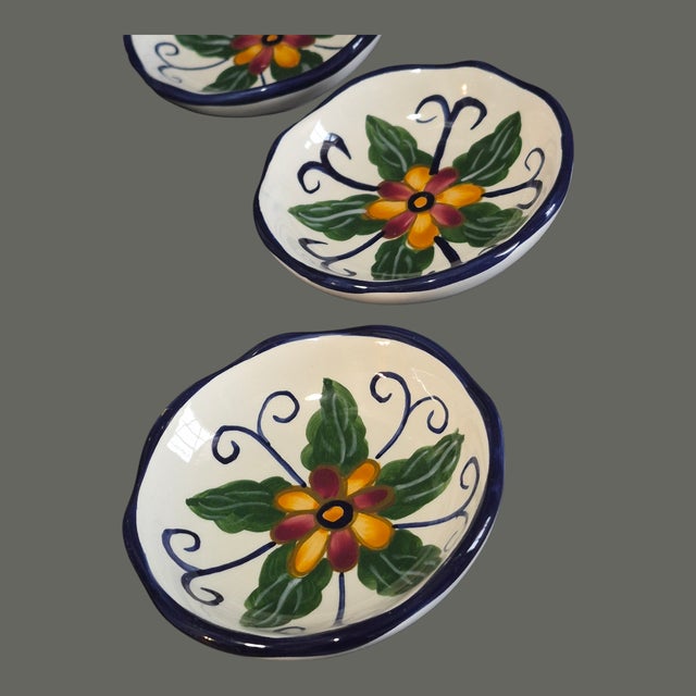 Late 20th Century Seven Piece Whole Home Painted Talavera Style Olive Oil Dipping Set For Sale - Image 6 of 10