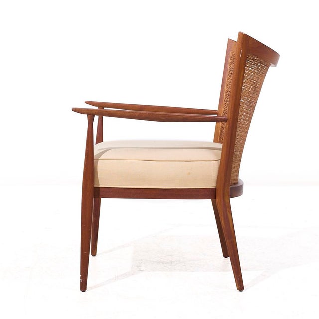 Directional Paul McCobb for Directional Mid Century Walnut and Cane Lounge Chair For Sale - Image 4 of 9