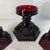 American Vintage Avon 1876 Cape Cod Ruby Red Glass Candle Holder Set – 3 Pieces (Hurricane Base & Short Candlesticks) For Sale - Image 3 of 6