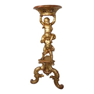 Italian Giltwood CherubPlant Stand For Sale