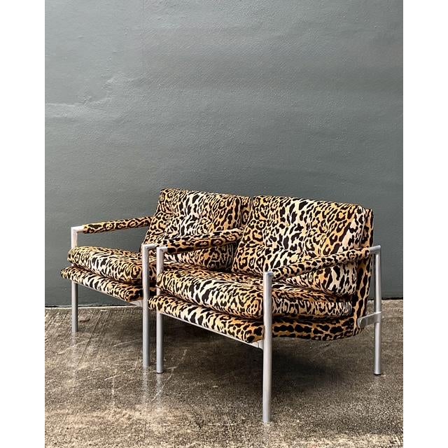 Vintage Brushed Chrome Leopard Lounge Chairs - A Pair For Sale In West Palm - Image 6 of 13