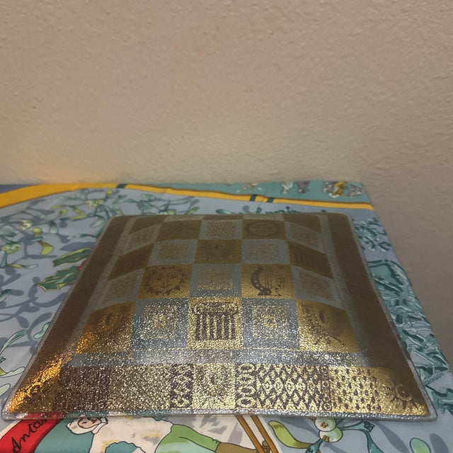 Gold 1960s Mid-Century Modern Signed Georges Briard Gilt and Pebble Glass Square Platter For Sale - Image 8 of 8