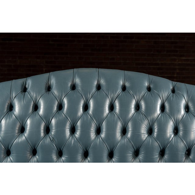 Vintage Tufted Leather Chesterfield Sofa in Blue For Sale - Image 9 of 16
