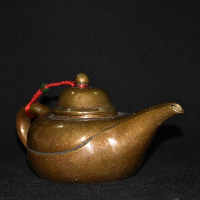 Vintage Brass Teapot — Elegant Simplified Form With Long Spout, Scholar ...
