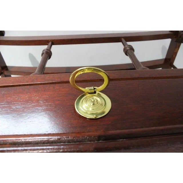 Wood Mid 20c English Regency Style Canterbury Magazine Stand in Mahogany and Polished Brass For Sale - Image 7 of 13