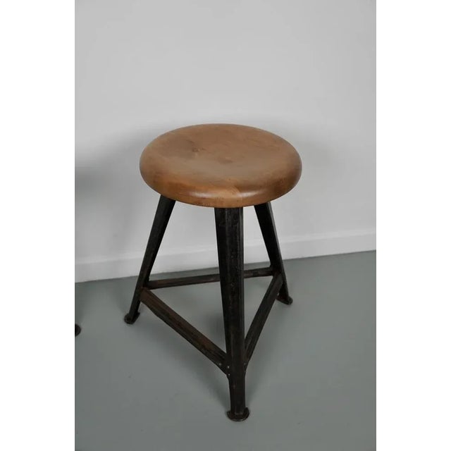 Set of Industrial Steel Factory Stools from Rowac Robert Wagner Chemnitz, 1930s For Sale - Image 4 of 12