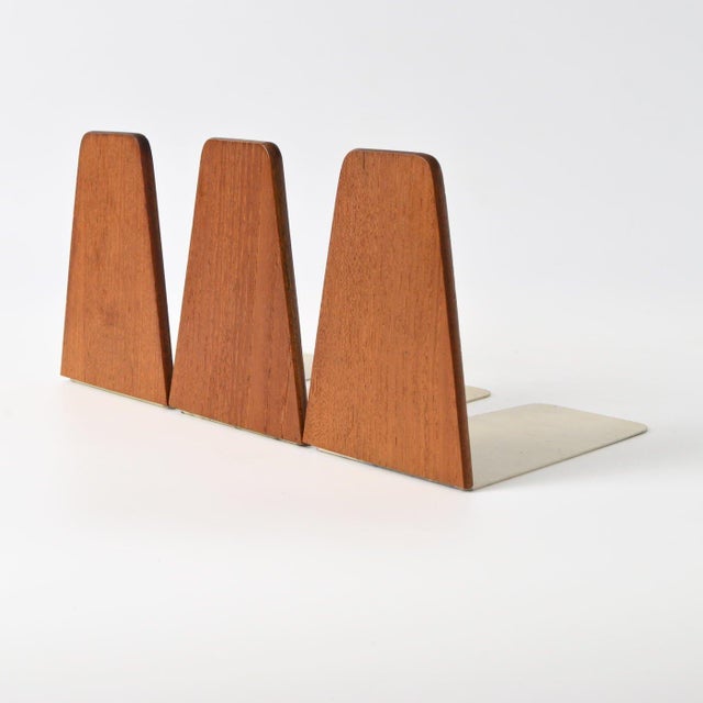 Contemporary Danish Teak and Metal Bookends from FM Mobler, 1960s, Set of 3 For Sale - Image 3 of 7