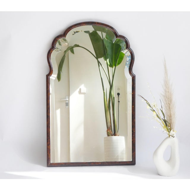 Large Dutch Wooden Scalloped Lacquered Mirror For Sale - Image 13 of 13