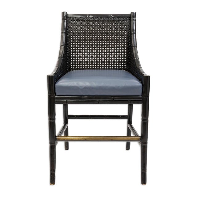 Coastal Set of 5 Carolina Rustica Palecek China Bay Barstools For Sale - Image 3 of 9