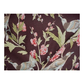 Scalamandre Devon Chocolate Jacobean Bird Floral Upholstery Fabric - 3 Yards For Sale