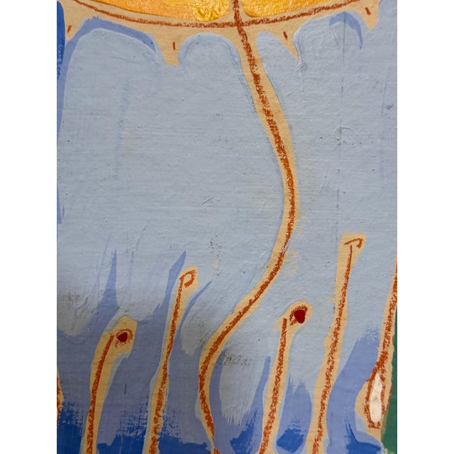 Light Green Vintage 1980s Subtle Patterned Abstract Painting, Framed For Sale - Image 8 of 10