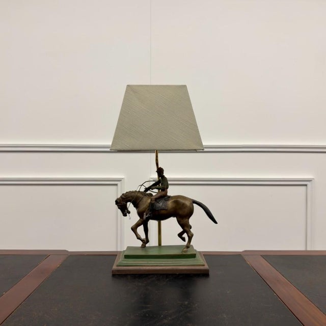 Classic English Bronze Horseman Table Lamp For Sale - Image 10 of 10